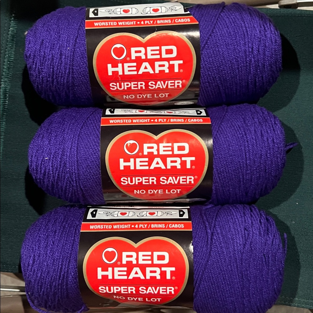 Red Heart Super Saver Amethyst 3 Rolls NEW